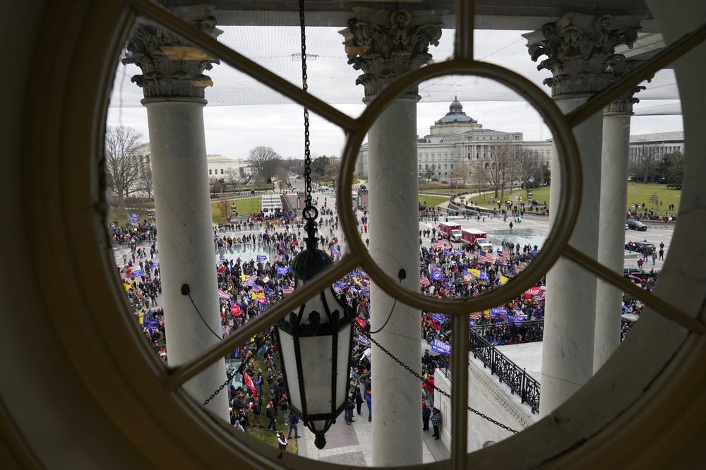 Protesters gather outside the U.S. Capitol