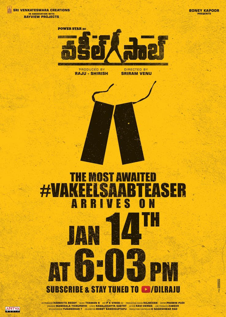 Vakeelsaab teaser date locked