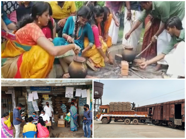 பொங்கல் பண்டிகைக்கு ஆந்திராவில் இருந்து தமிழ்நாட்டுக்கு வந்த பச்சரிசி