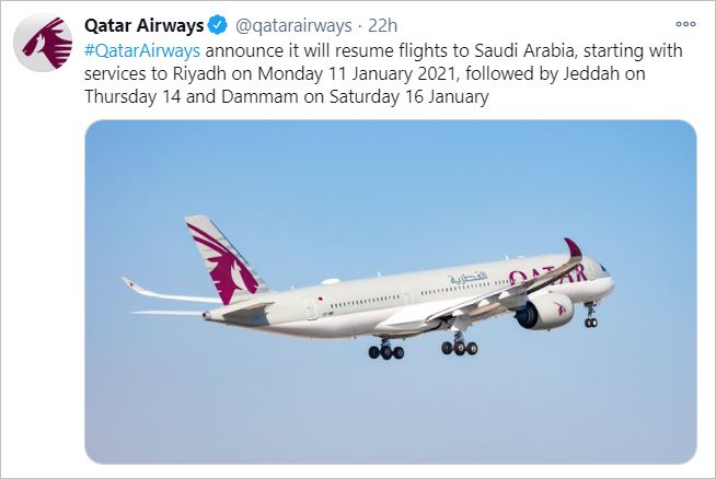 qatar airways to resume flights to saudi arabia