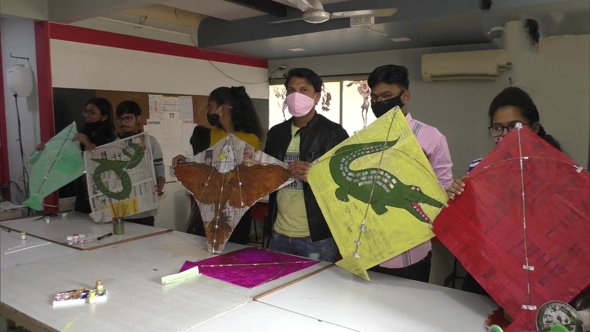 in order to ensure that birds dont get hurt institute of designing and tech students from gujarat's surat made kites with owl and eagle photos t