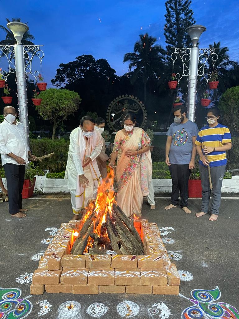 vice president participates bhogi celebrations in goa raj bhavan