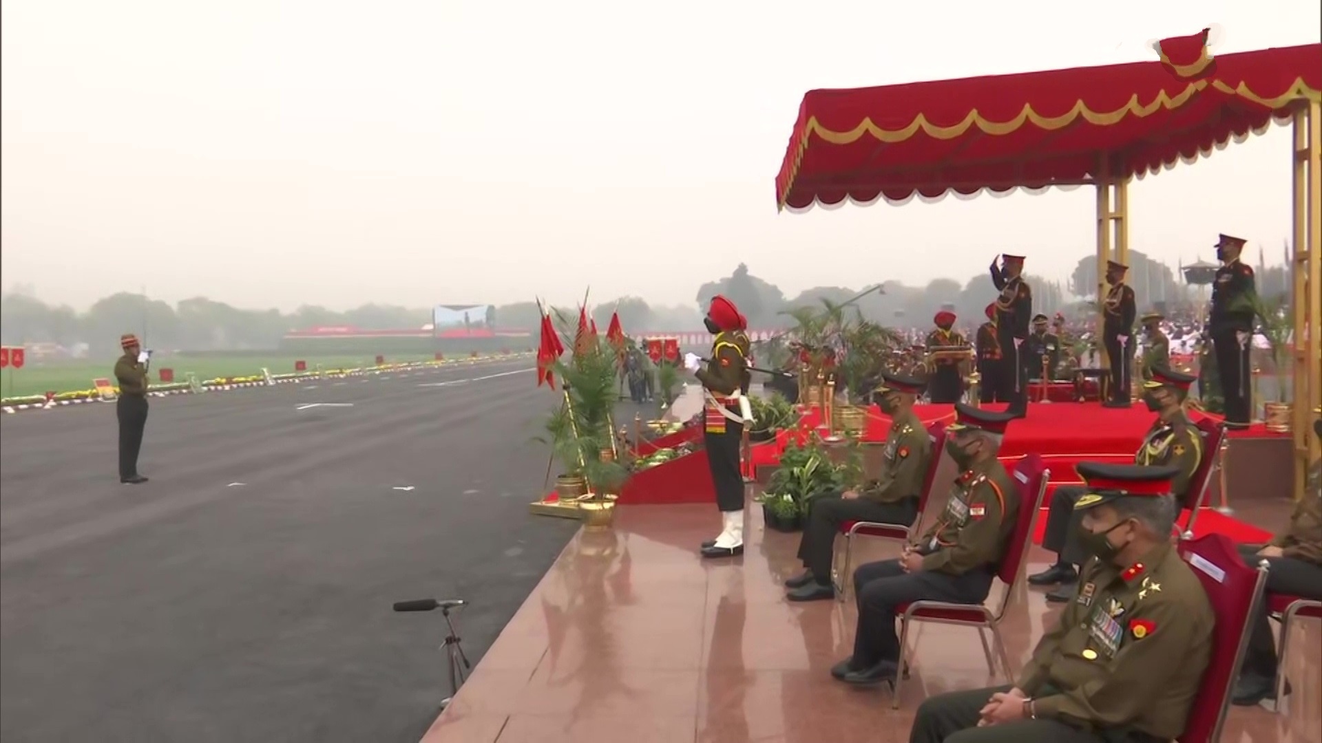 Troops parade at the Kariappa Parade Ground in Delhi on the occasion of Army Day on January 15.