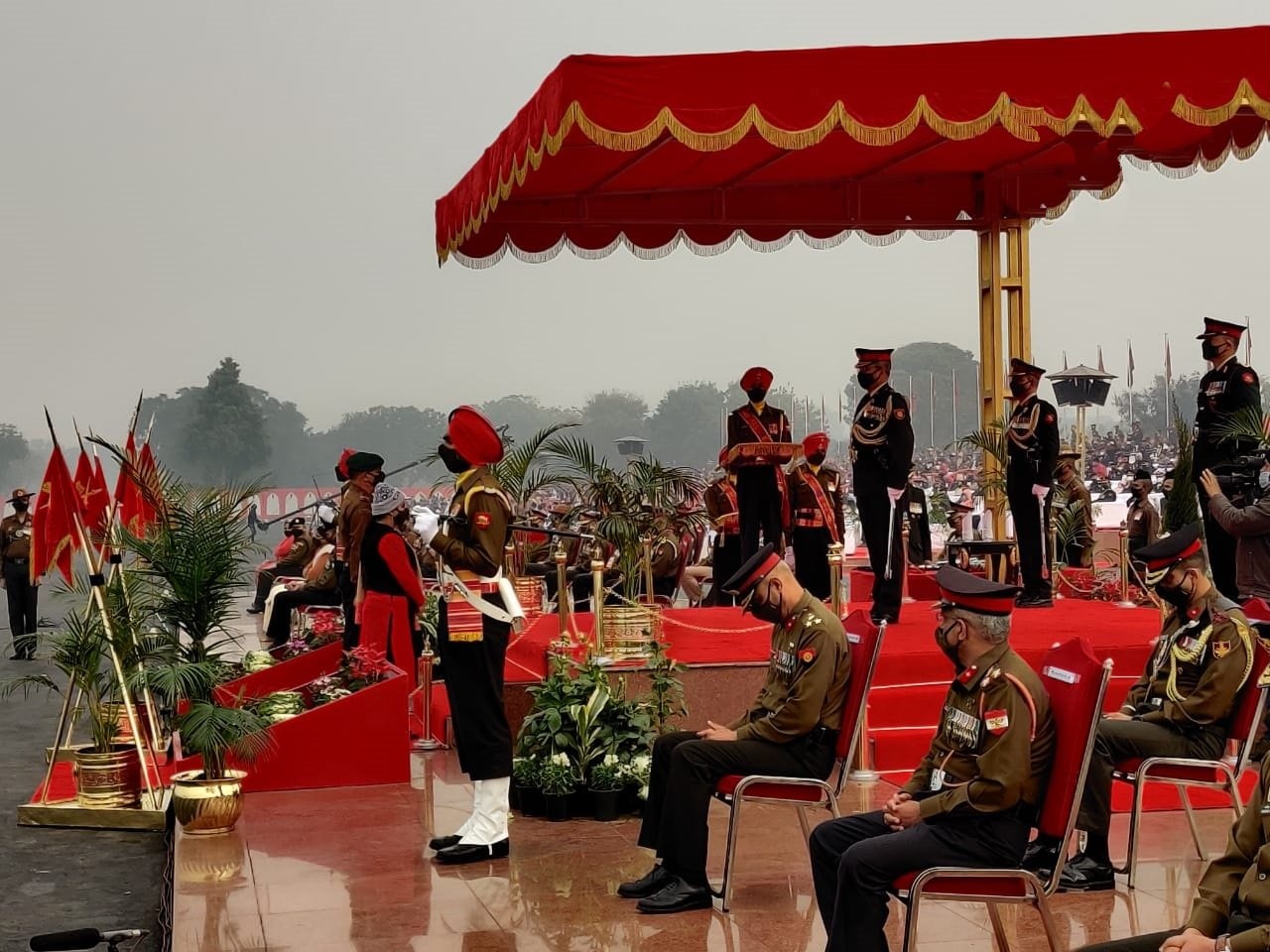 Troops parade at the Kariappa Parade Ground in Delhi on the occasion of Army Day on January 15.