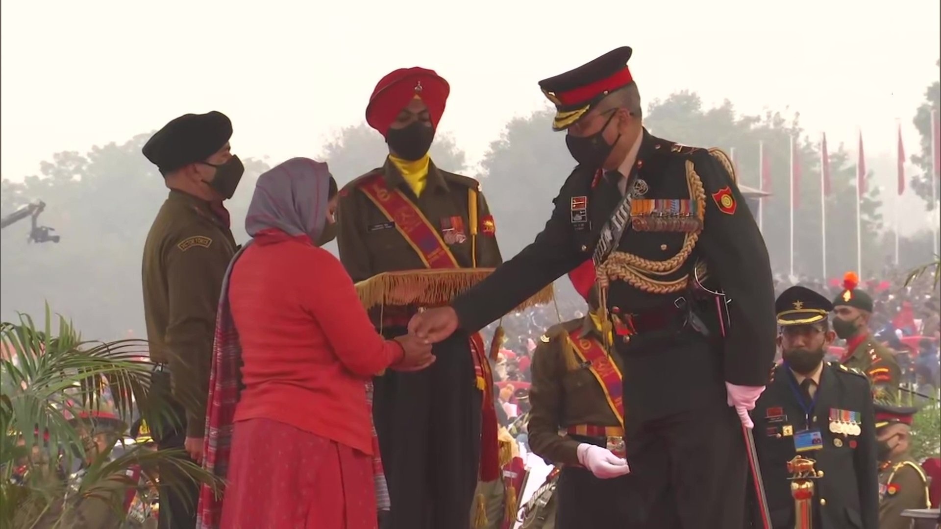 Troops parade at the Kariappa Parade Ground in Delhi on the occasion of Army Day on January 15.