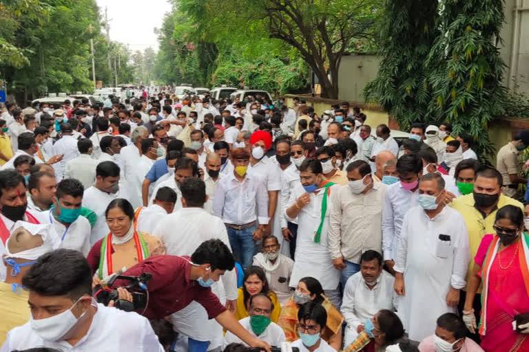 Congress protest against central government in Chhattisgarh