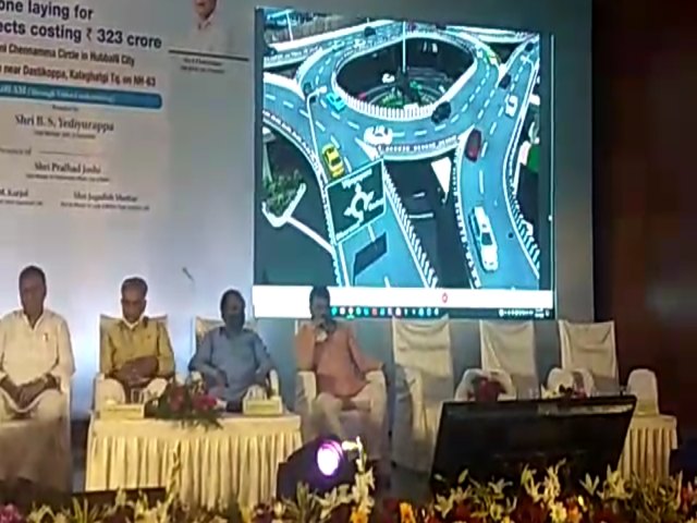 Central Minister Nitin Gadkari inaugurates flyover work in hubli