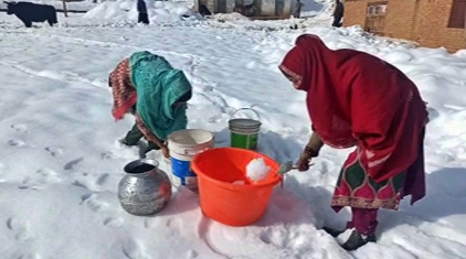 Kokernag residents use snow for drinking water