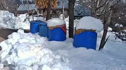 Kokernag residents use snow for drinking water