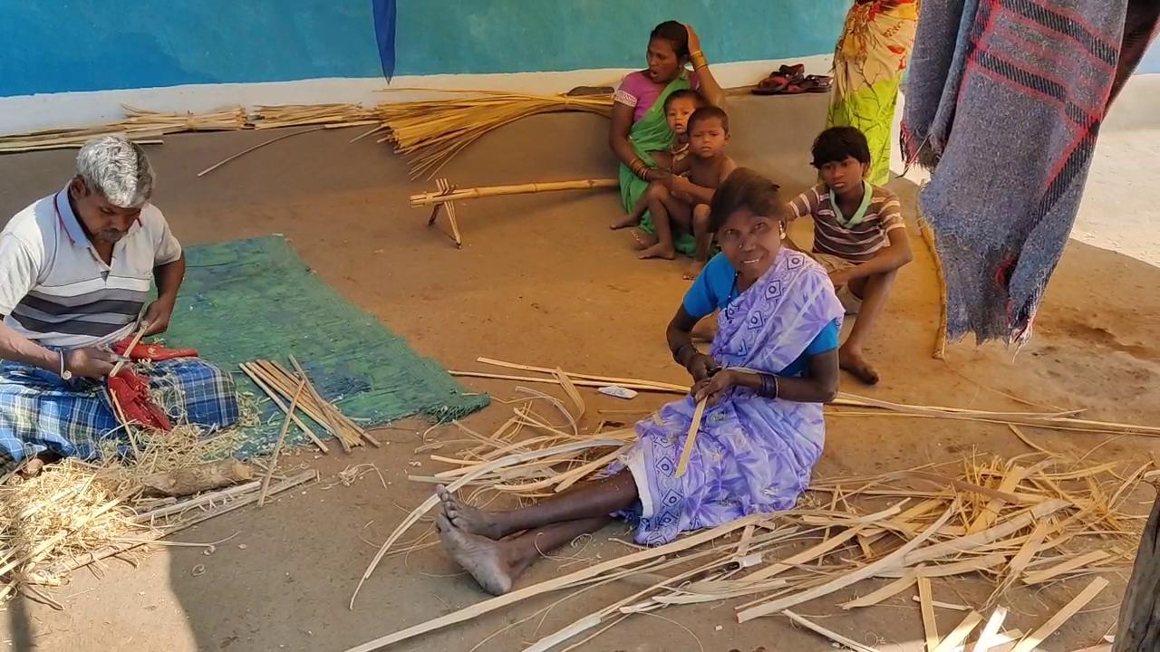 woman making bamboo products