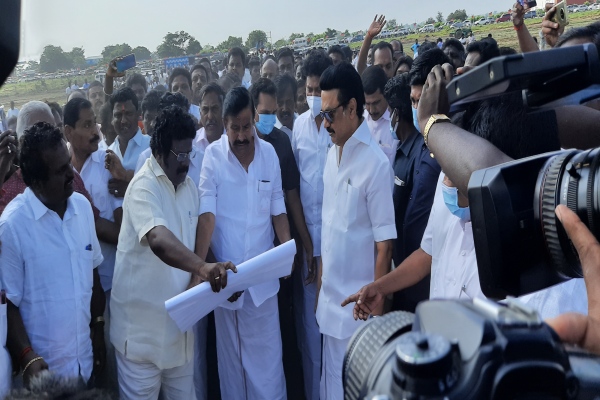 திமுக 11வது மாநில மாநாடு  DMK 11th State Conference  MK Stalin visits 11th DMK Conference works in trichy  MK Stalin visits 11th DMK Conference  11th DMK Conference  திமுக தலைவர் மு.க.ஸ்டாலின்  திருச்சியில் திமுக 11வது மாநில மாநாடு