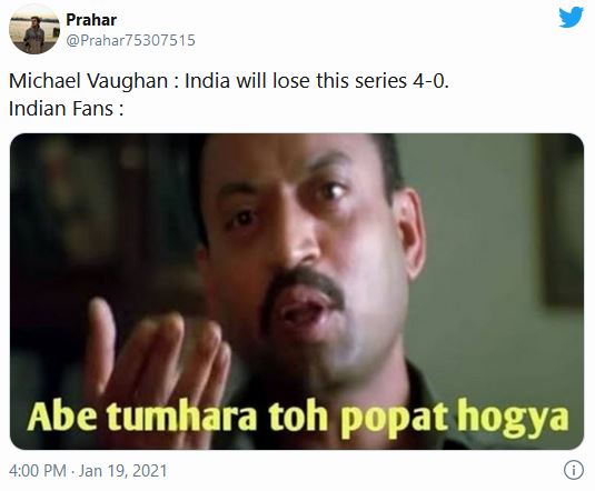 ex england captain Michael Vaughan been trolled by indian fan after win over australia in test series