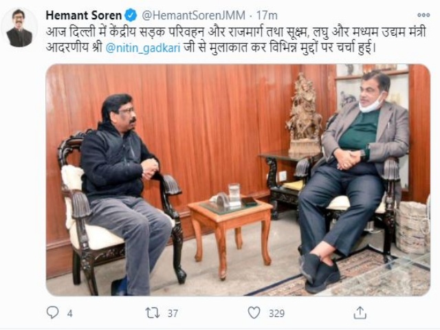 CM Hemant Soren met central minister Nitin Gadkari