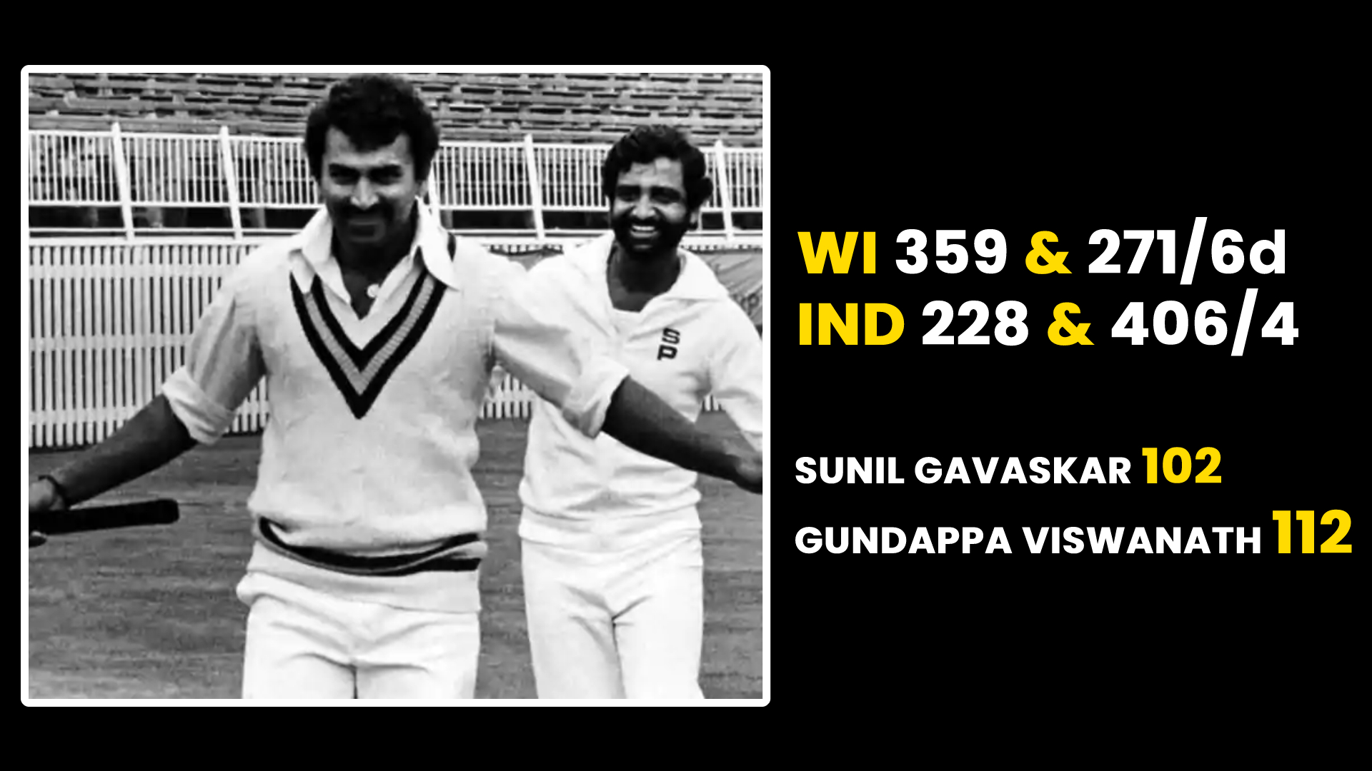1975-76 में पोर्ट आफ स्पेन में खेले गए टेस्ट मैच में वेस्टइंडीज को भारत ने हराया