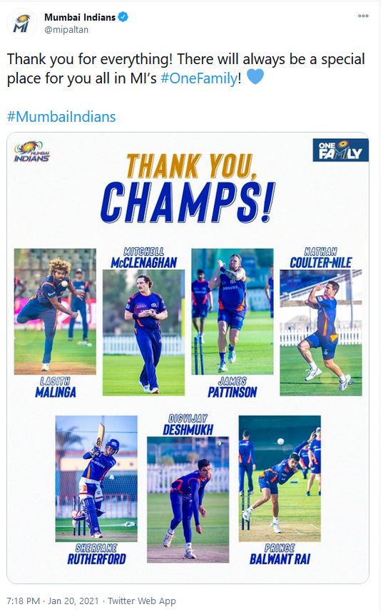 mumbai indians 2021 team