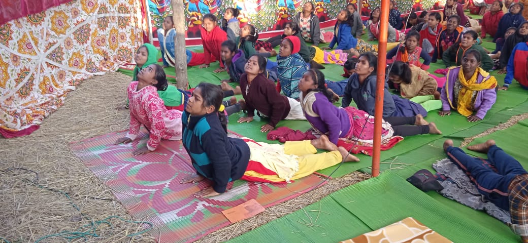 Members of Naxalite affected families doing yoga exercises