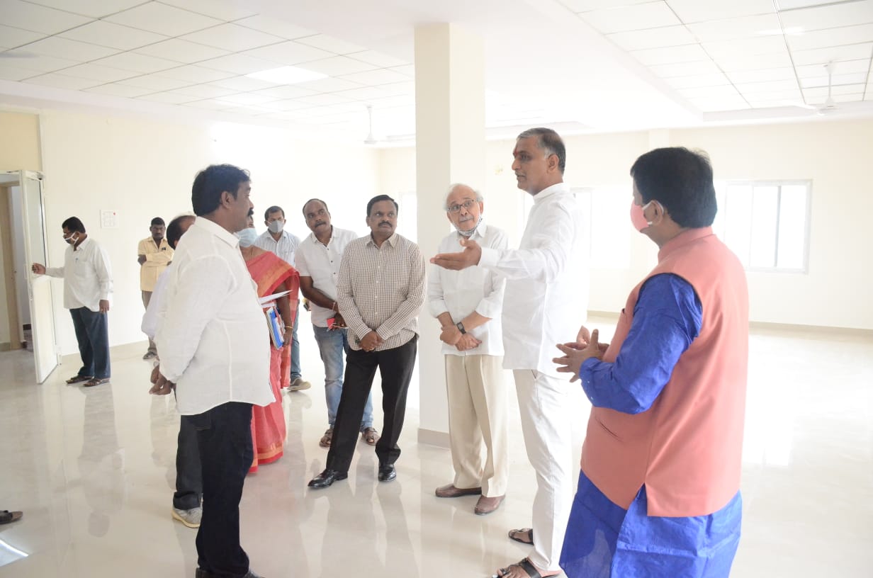 minister harish rao visited new library building in siddipet