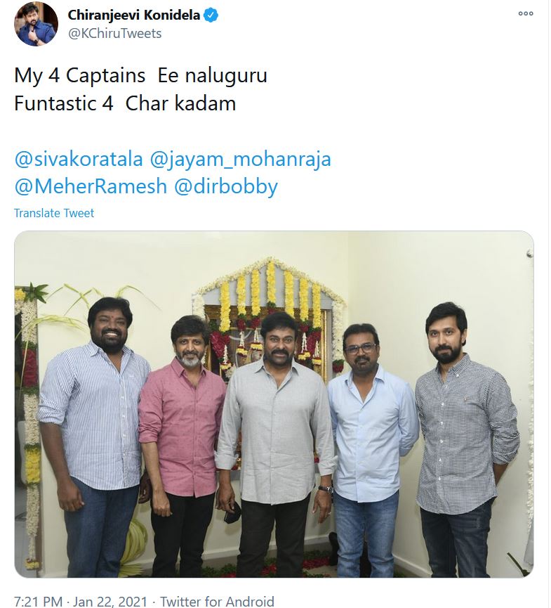 chiranjeevi with four directors of his next movies