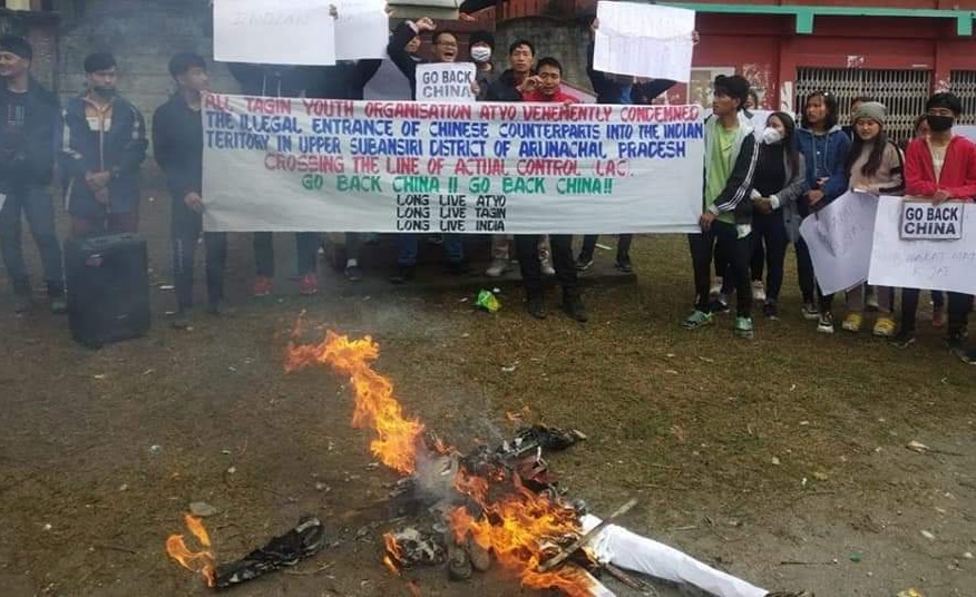 Arunachal protests over 'Chinese aggression', burns effigy of Xi Jinping