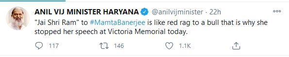 ANIL VIJ TWEET ON MAMTA BANERJEE