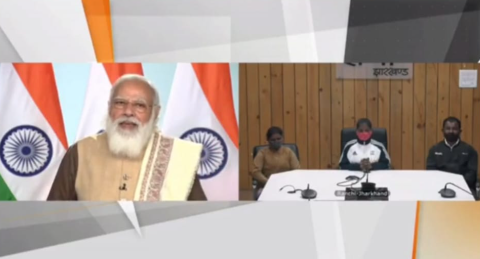 pm modi talk to international archer savita kumari online in ranchi