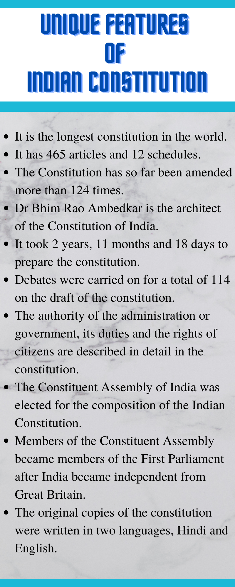 Unique features of Indian Constitution