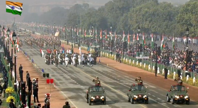 The Tricolour unfurled at Rajpath in the presence of President Ram Nath Kovind, Prime Minister Narendra Modi