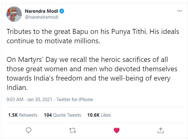 PM Modi pay tributes to Mahatma Gandhi