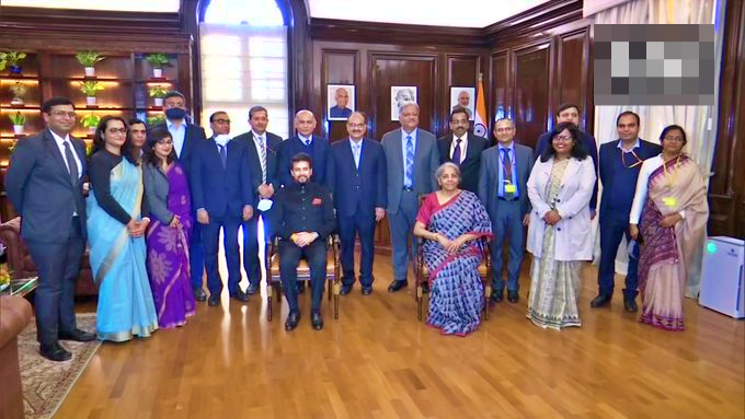 Finance Minister Nirmala Sitharaman with the Budget team