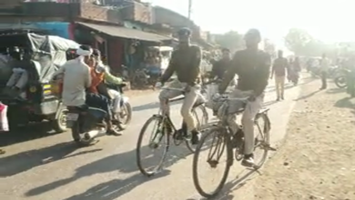 Police patrolling by bicycle