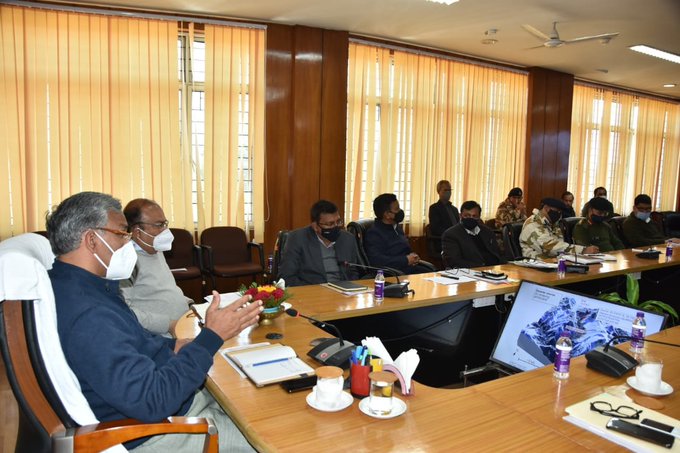 CM Rawat conducts a review meeting