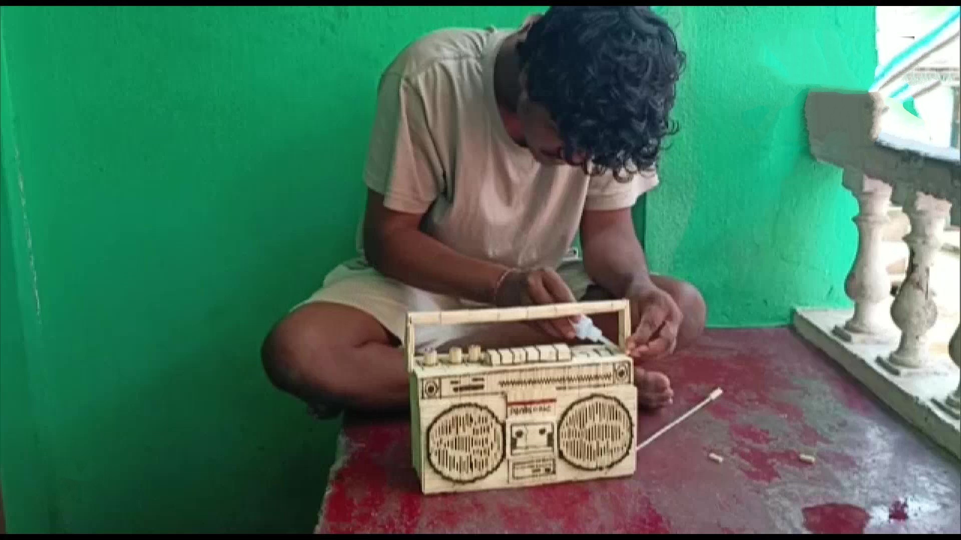 To mark World Radio Day on February 13, an artist in Puri has made a replica of radio by using matchsticks.