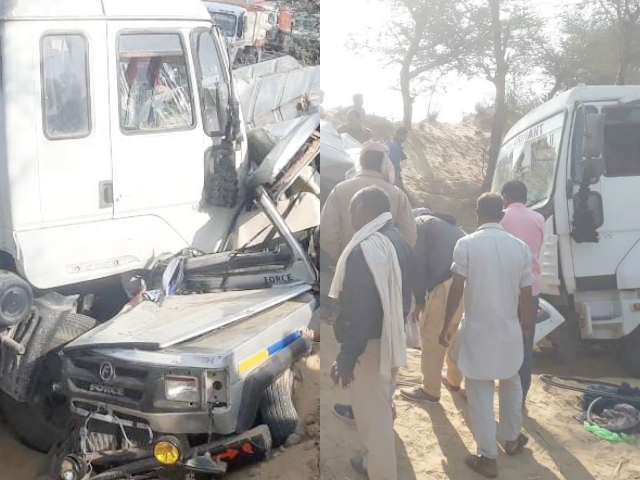 truck and jeep in Suratgarh, Suratgarh news, सड़क हादसा, सूरतगढ़ की खबर, हादसे की खबर, 6 लोगों की मौत