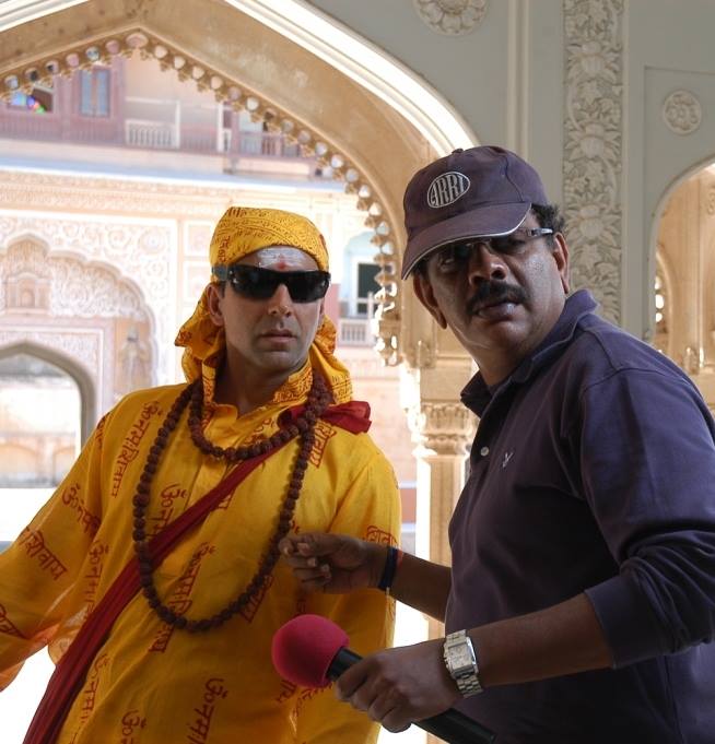 Akshay Kumar and Priyadarshan during Bhool Bhulaiyaa shoot