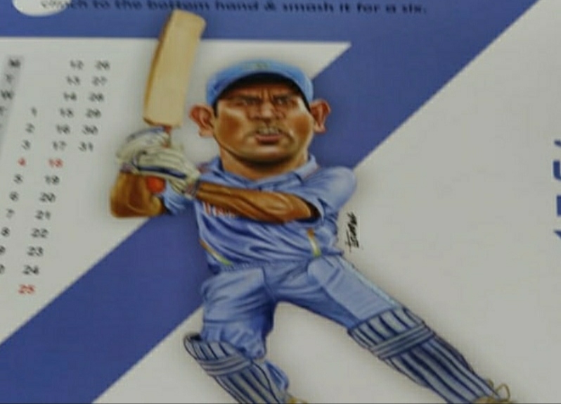 cartoonist-manoj-created-cartoon-calendar-related-to-dhoni-in-ranchi