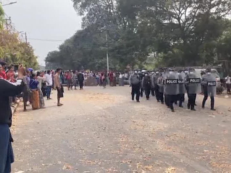 2 Myanmar protesters killed by police fire, reports say