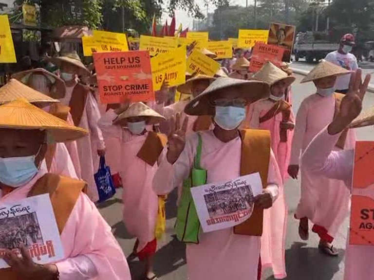 Myanmar security forces disperse anti-coup protesters