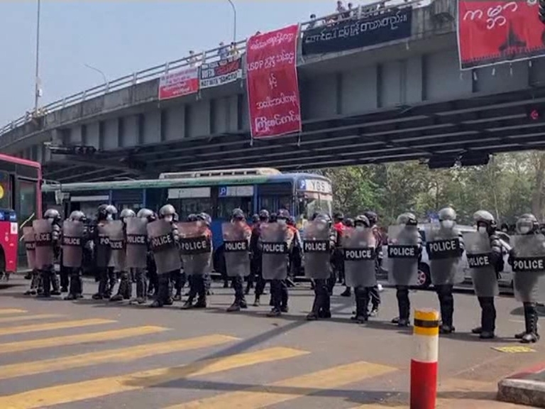 Myanmar security forces disperse anti-coup protesters