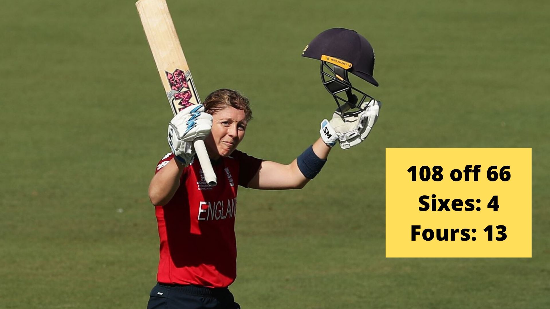 Heather Knight smashed her maiden ton in T20I cricket.