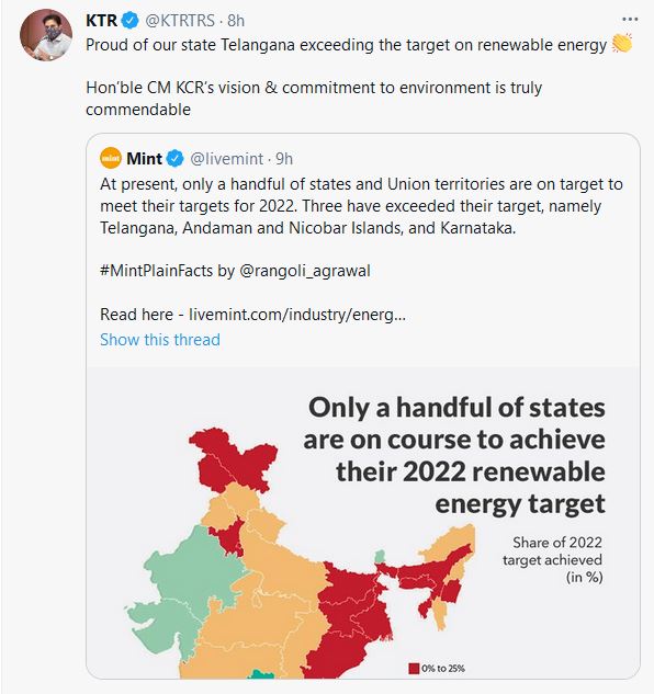 Renewable energy category Another accomplished telangana