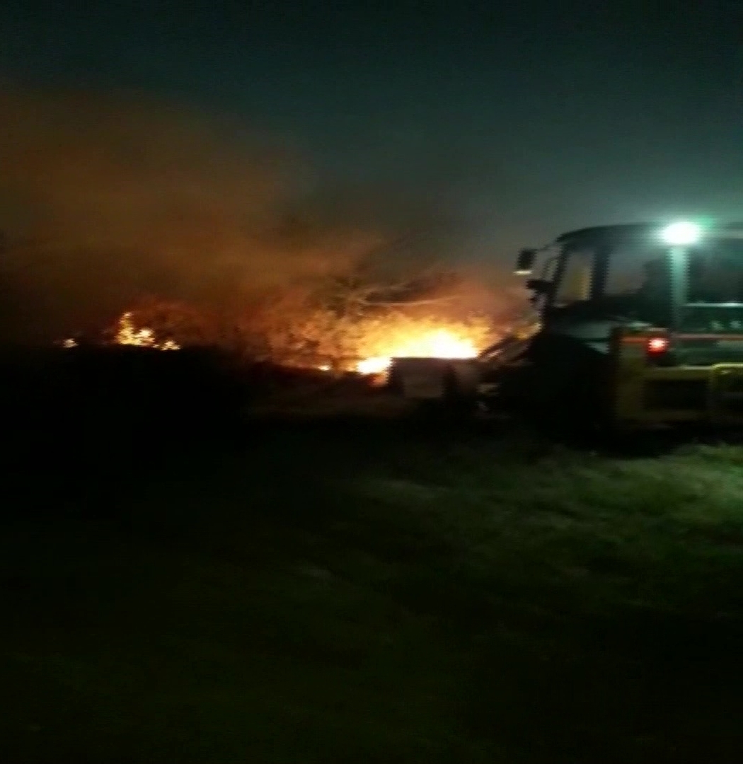 A fire broke out at Bellandur Lake