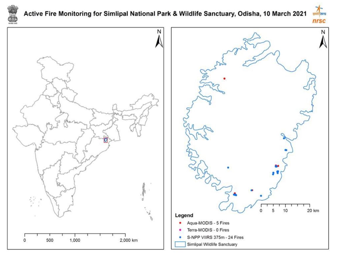 ISRO release similipal forest fire completely contained