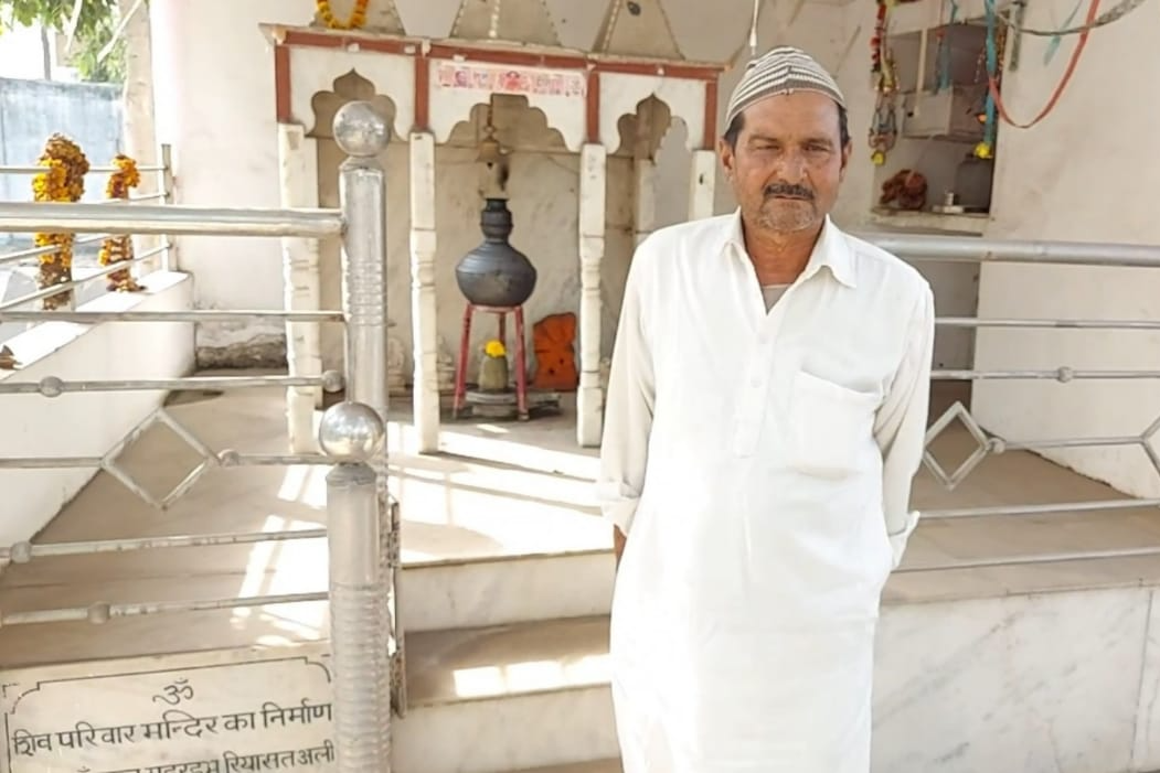 Muslim man lit diyas at a temple in Shopian area of Jammu and Kashmir on Thursday