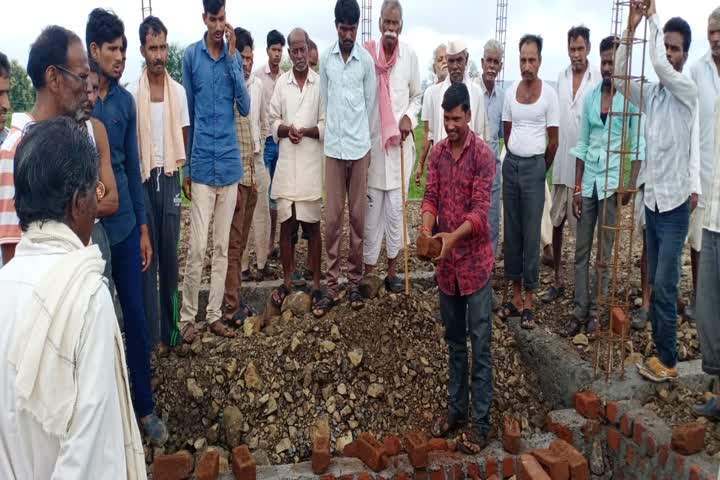 Villagers stopping construction work