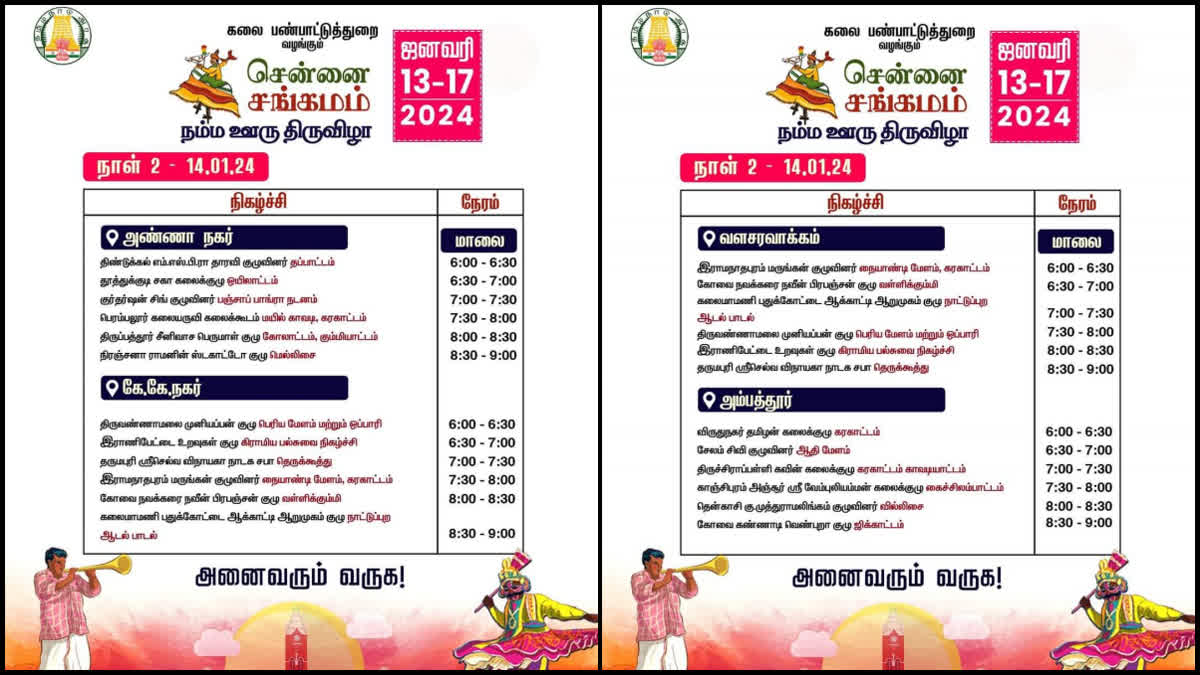 full details of chennai sangamam namma ooru thiruvizha event venues at chennai