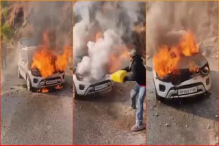 District Council Member Trilok Bhaluni Car Caught Fire in Rampur