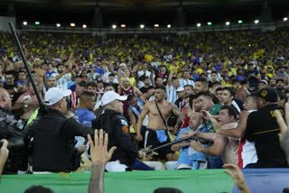 A fan brawl broke out during Argentina's World Cup qualification game against Brazil.
