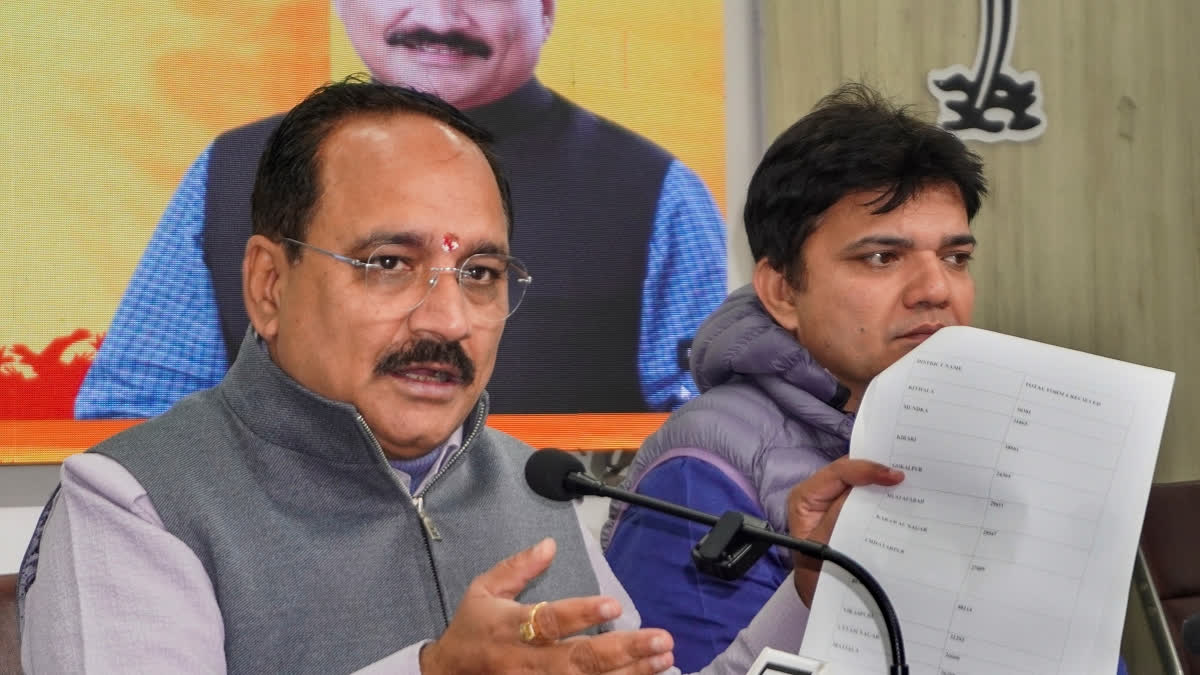 Delhi BJP President Virendra Sachdeva addresses a press conference, in New Delhi, Friday, Jan. 10, 2025.