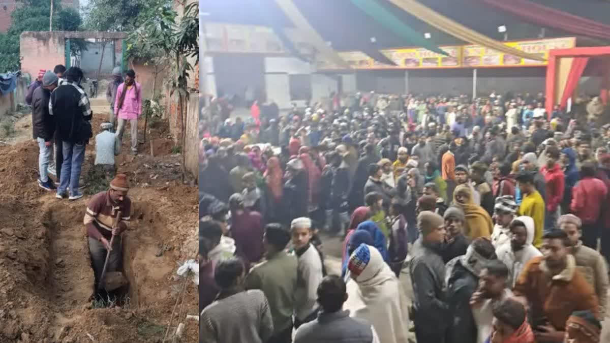 The bodies of five of a family killed at their rented house in Lisadi Gate Police Station area of Meerut on Thursday night, were buried after postmortem on Friday