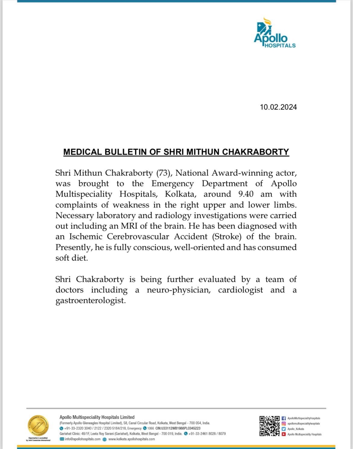 Mithun Chakraborty health updates